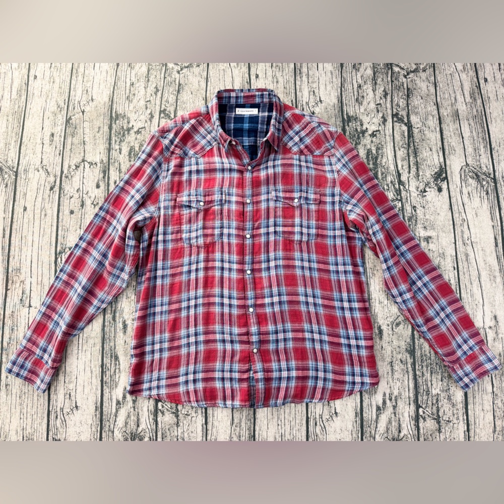 Lucky Brand Men's Long Sleeve Plaid Western Snap Button Shirt, Size XL